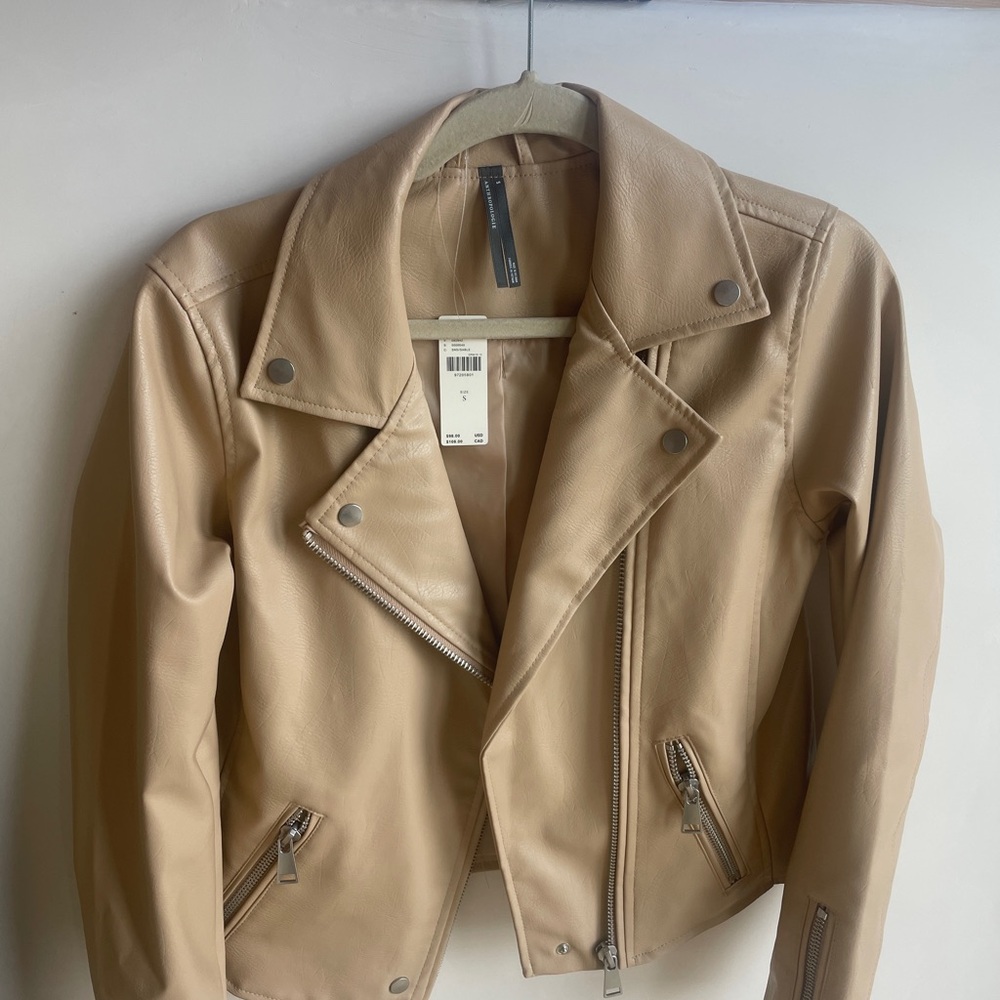 Anthropologie Beige Leather Moto Jacket